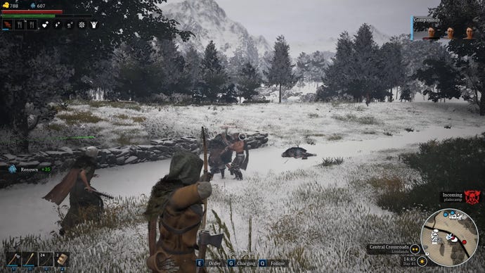 Doing some winter hunting with a bow in Bellwright.