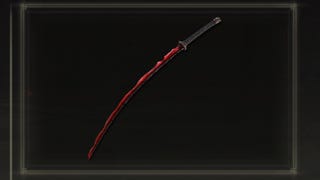 A close-up of the in-game image of the Rivers Of Blood Katana in Elden Ring.